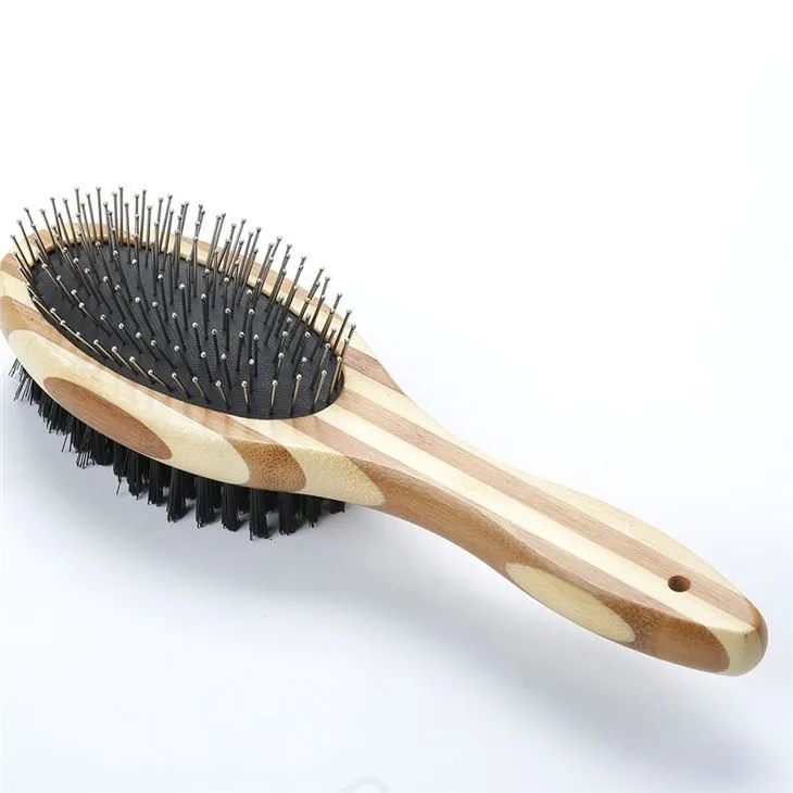 Dog And Cat Ball Needle Slicker Beauty Brush With Bamboo Handle Is Ideal For Pet Massage Bathing And Removing Loose Fluffy